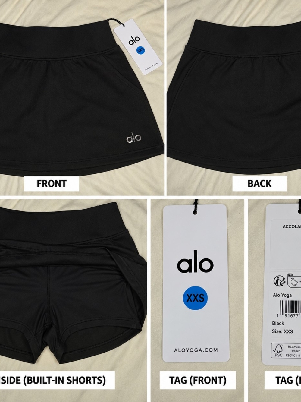 ALO Yoga Black Women's Skort with Built-In Shorts